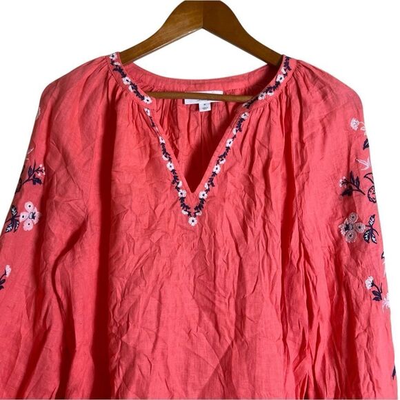 Charter club 100% linen embroidered blouse - Picture 2 of 9